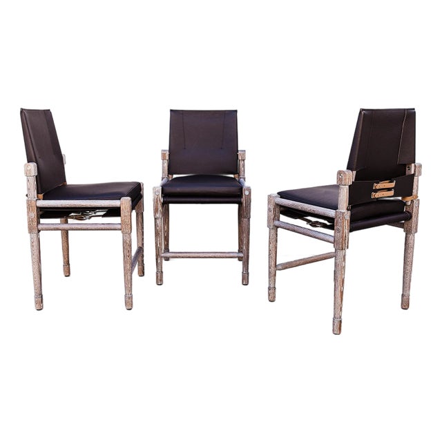 Richard Wrightman "Chatwin" Counter Chairs in White Oak and Leather For Sale