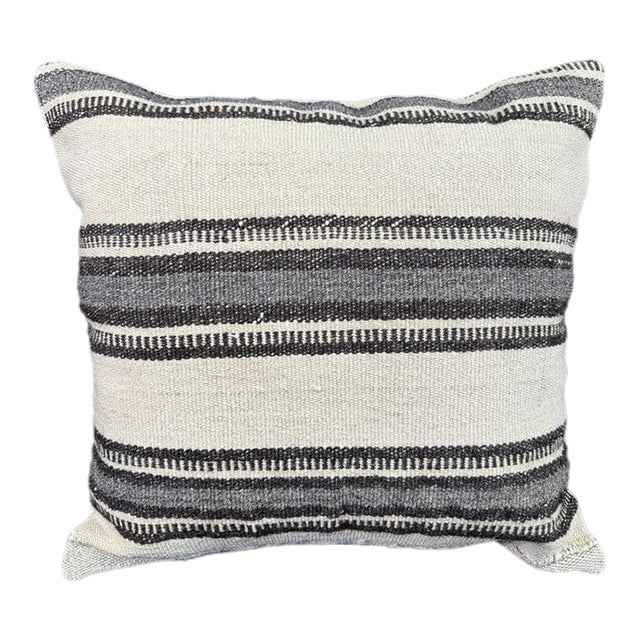 Turkish Hemp Pillow Cushion Natural Beige Gray Pillow Cushion Cover 24"x24" For Sale