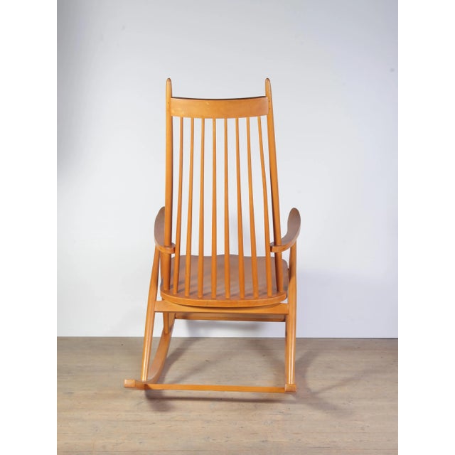 Mid-Century Rocking Chair in the style of V. Puunjalostus, Former Czechoslovakia, 1970s For Sale - Image 6 of 8