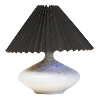 Mid-Century Modern Studio Pottery Table Lamp with Plissé Shade, 1950s For Sale