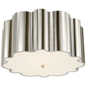 Alexa Hampton for Visual Comfort Signature Markos Grande Flush Mount in Polished Nickel with Frosted Acrylic