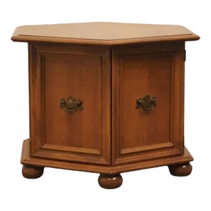 Ethan Allen Classic Manor Solid Maple Hexagonal Accent Storage End Table 15-8627