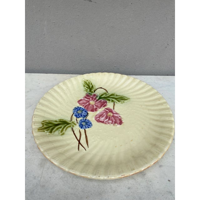 French Majolica Pink Flowers Salins, circa 1890.