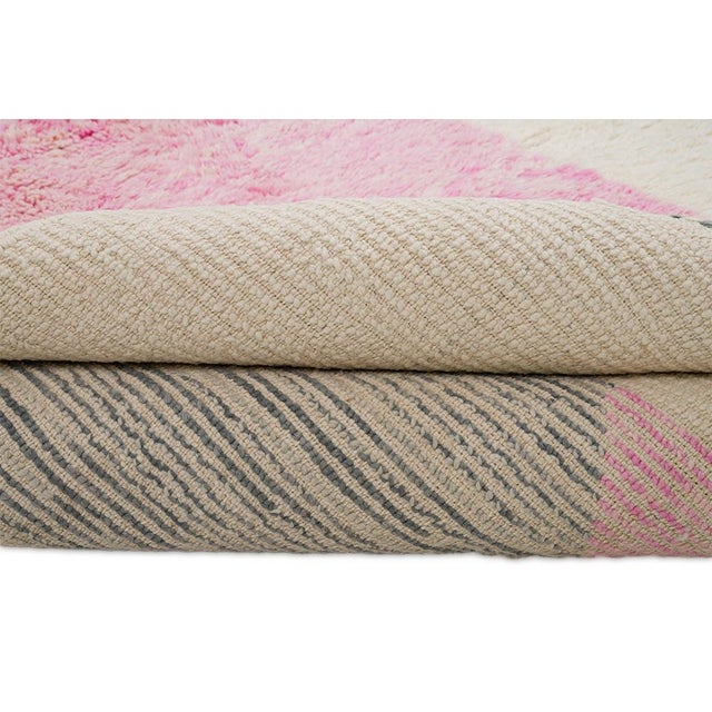 Abstract Hand-Knotted Moroccan Wool Rug | 8'8" X 4'7" | One of a Kind For Sale - Image 9 of 10