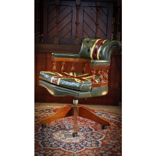 Captain's Swivel Leather Armchair, 2010s For Sale - Image 11 of 18