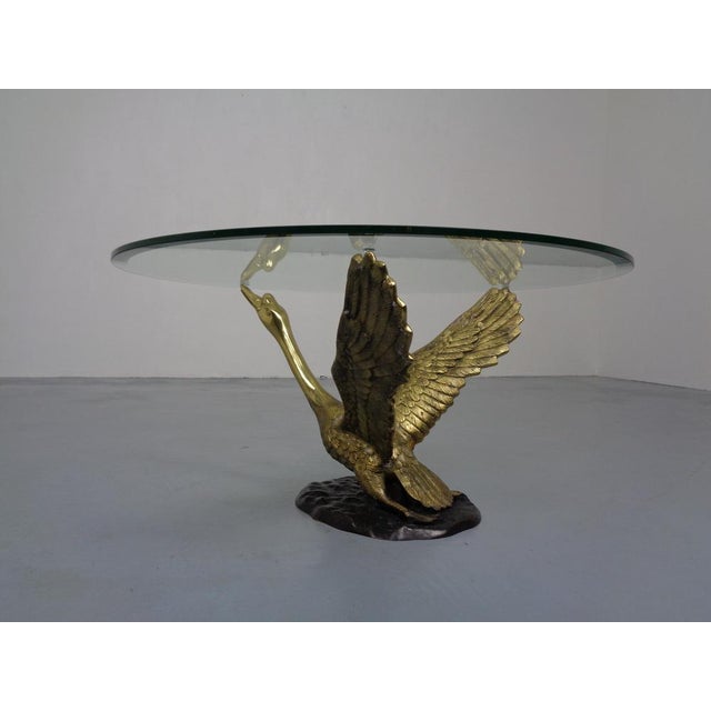 French Swan Coffee Table in Brass and Glass, 1960s For Sale - Image 4 of 18