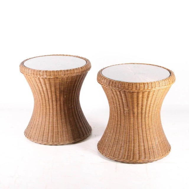1970s Vintage Rattan Side Tables, Set of 2 For Sale - Image 5 of 8