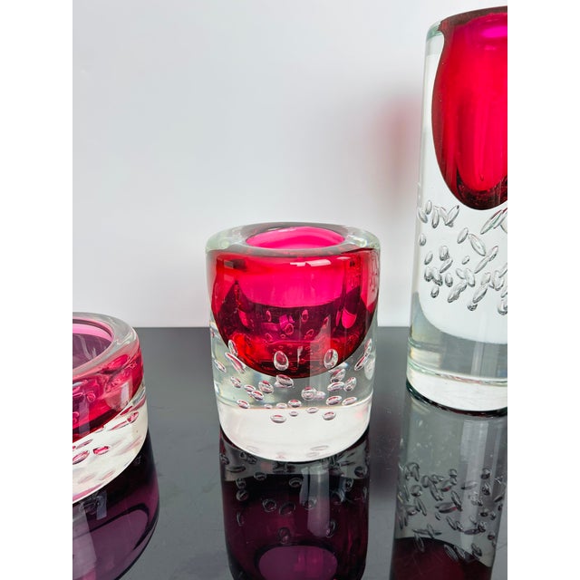 Model 7425 Art Glass Vase and Jardiniere Set by Jaroslav Svoboda for Škrdlovice, Czechoslovakia, 1974, Set of 3 For Sale - Image 9 of 15