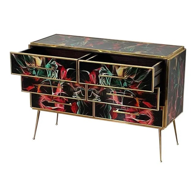 Black Multicolor Murano Glass Dresser, 1980s For Sale - Image 8 of 10