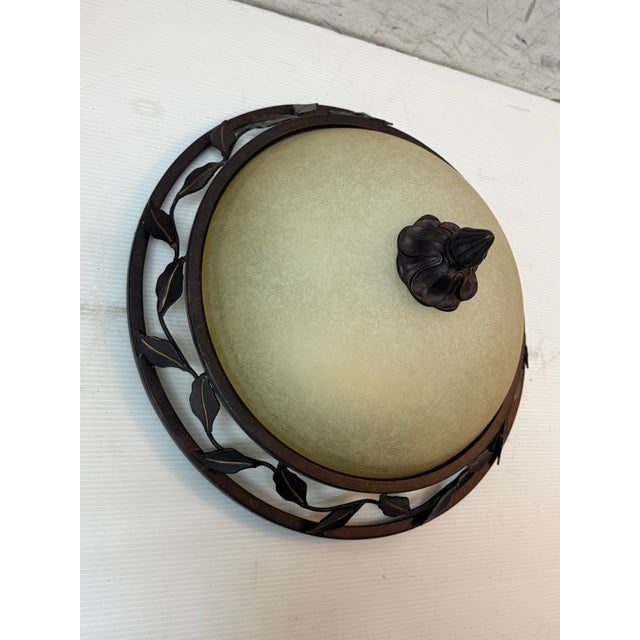 Rustic Bronze Leaf Vine Flush Mount For Sale - Image 4 of 12