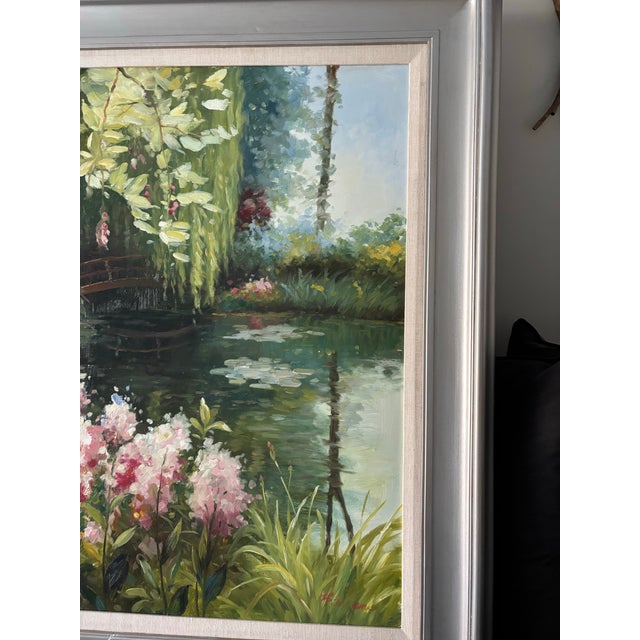 French Original Large Landscape Floral Oil Painting For Sale - Image 3 of 10