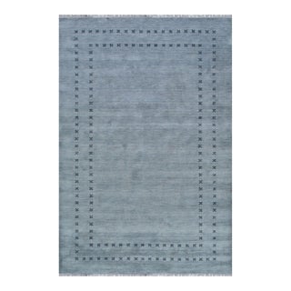9x12 Jasmine Alluring Gray Solid Open Modern Handmade Wool Carpet Rug For Sale
