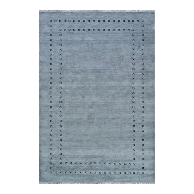 9x12 Jasmine Alluring Gray Solid Open Modern Handmade Wool Carpet Rug For Sale