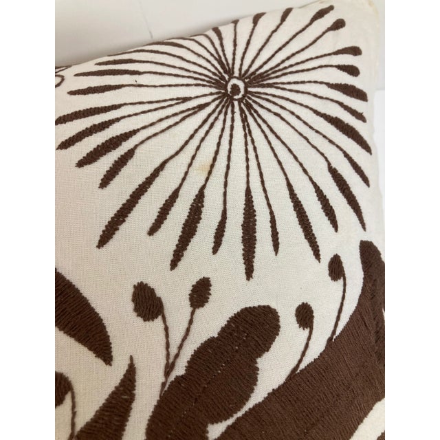 Crewel Work Hand Embroidered Brown Bird Toss Pillow-1 For Sale - Image 10 of 10