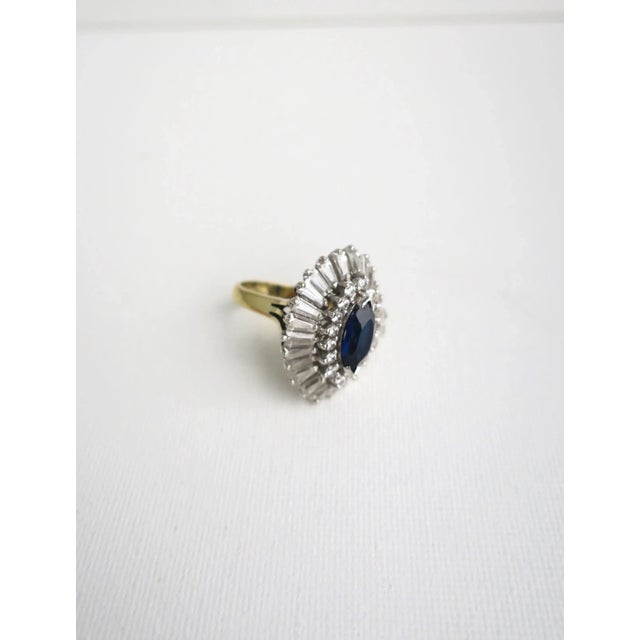 Cocktail Ring Faux Diamonds and Sapphire, Circa 1960s For Sale In New York - Image 6 of 11