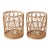 Pair of Vintage Mid-Century Boho Woven Rattan & Glass Hurricane Candle Holders For Sale