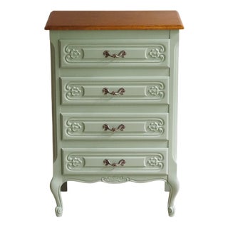 Antique Louis XV Style French Mint Green Chest of Drawers, 1920 For Sale