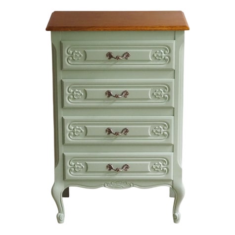 Antique Louis XV Style French Mint Green Chest of Drawers, 1920 For Sale