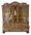 1970s Hand Painted Gold Leaf Chinoiserie Vitrine Burl Wood Display Cabinet For Sale