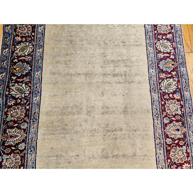 Vintage Persian Khorassan Runner Rug, Hand-Knotted Wool, Open Pattern, Ivory & Burgundy, 4x23 For Sale - Image 14 of 15