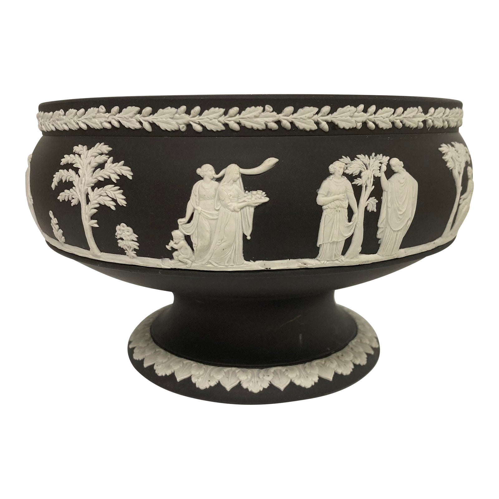 Vintage Wedgwood Black Jasperware Imperial Footed Compote Bowl Chairish