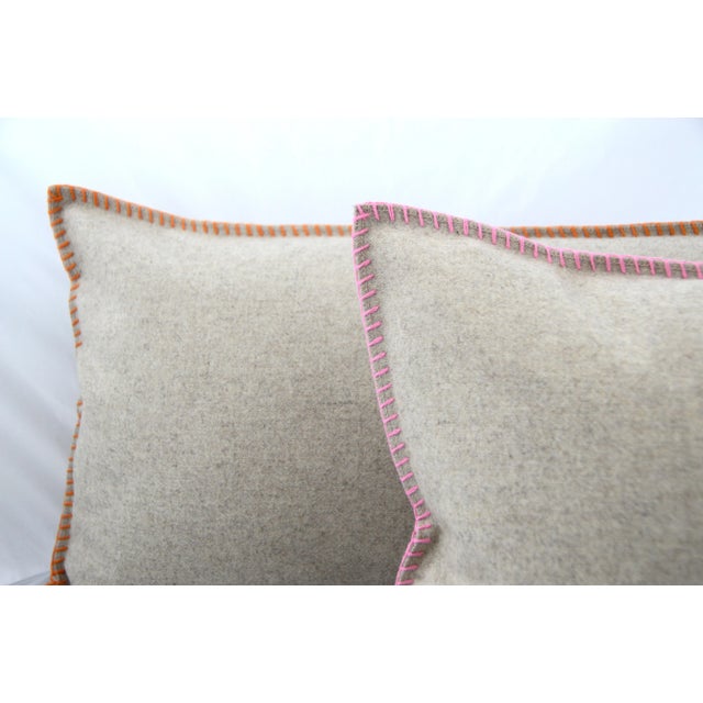 Colorful, trendy and super soft eco-friendly wool pillow. This sustainable fabric is produced in Italy using wool fibers...
