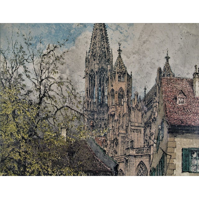 Realism Luigi Kasimir, Street with Church, Circa 1925 For Sale - Image 3 of 7