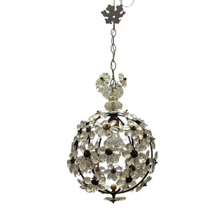 Crystal Flower Ball Light Pendant from Maison Baguès, 1940s For Sale