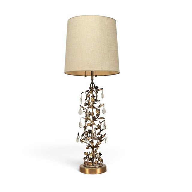 A monumental mid-twentieth-century table lamp by The Marbro Lamp Company of Los Angeles, incorporating Italian gilt-tole...