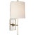 Barbara Barry for Visual Comfort Signature Refined Rib Sconce in China White & Polished Nickel with Linen Shade For Sale