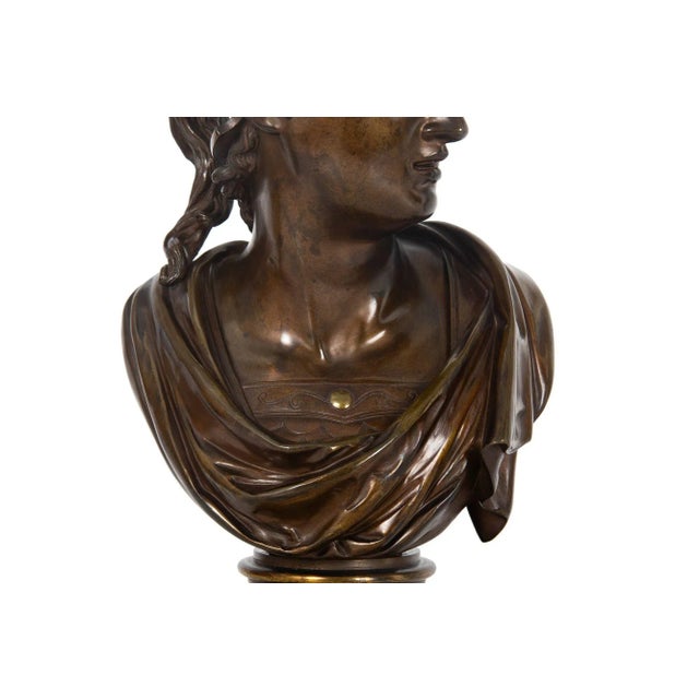 Brown French Bronze Sculpture Antique Bust of Greek Warrior, Late 19th Century For Sale - Image 8 of 12