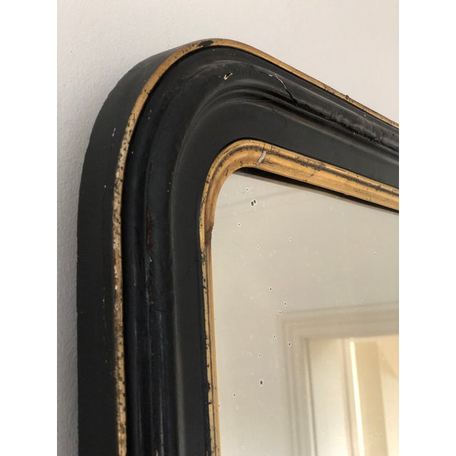 Large Antique French Louis Philippe Full Length Mirror – Black and Gold, Late 19th Century For Sale - Image 4 of 11