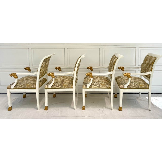 Wood Set of 4 Traditional Empire Lion Head Armchairs For Sale - Image 7 of 12