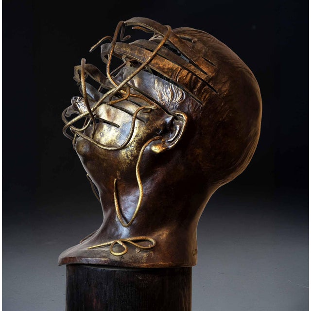 René Hetzel, Bust with Snakes, 1920s, Bronze For Sale - Image 3 of 10