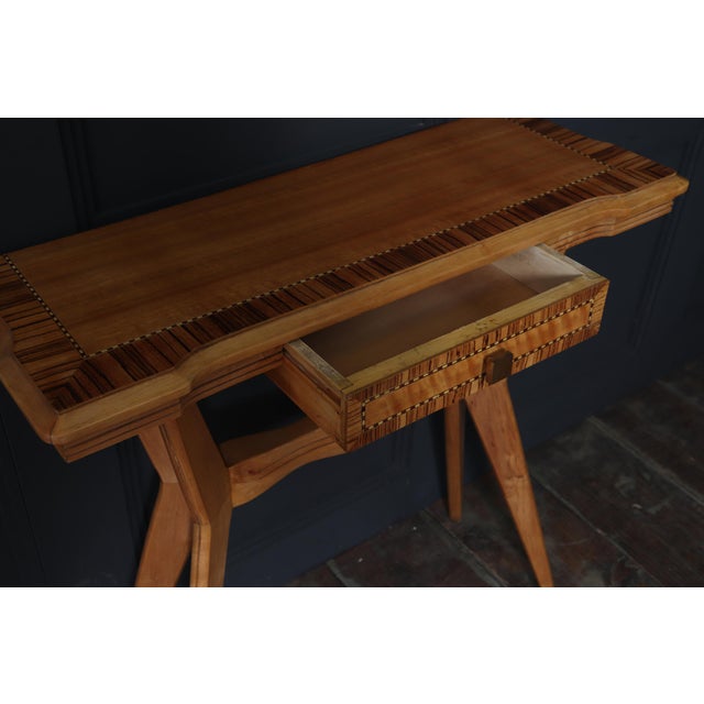 Wood Mid-Century Italian Console Table in Chestnut and Zebrano, 1950 For Sale - Image 7 of 18