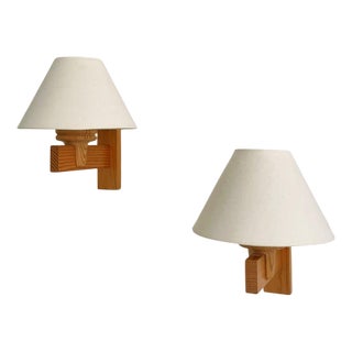 Scandinavian Modern Pine Wall Sconces by Uno Dahlen for Aneta, 1970s, Set of 2 For Sale