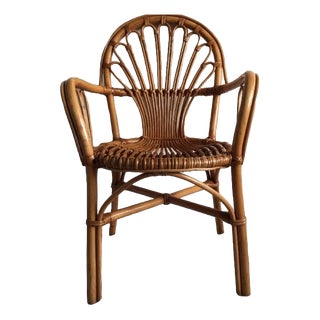 Vintage Bamboo Chair with Arms For Sale