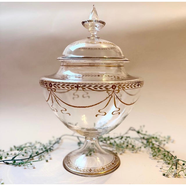 Antique Art Nouveau Glass Bowl, 1890s, in Good conditions. Designed 1890 to 1919