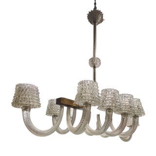 10-Light Chandelier in Rostral Glass attributed to Ercole Barovier for Barovier & Toso, 1940s For Sale