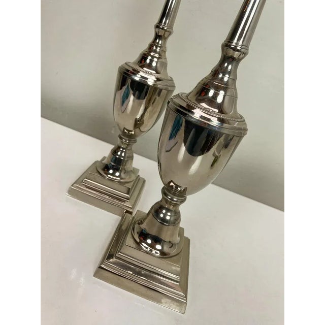 Polished Nickel Urn Shape Shining Silver Table Lamps, 1990s, Set of 2 For Sale - Image 9 of 12