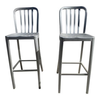 Price Drop! 1950s Emeco Navy Stools - a Pair For Sale
