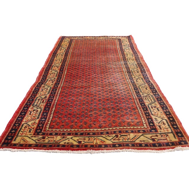 Modern Vintage Red Persian Mahal Rug, 03'06 X 10'00 For Sale - Image 3 of 10