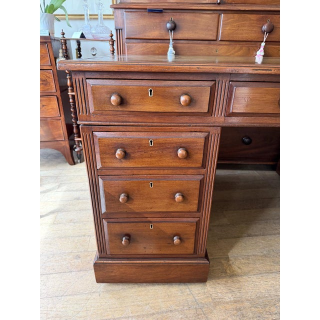 Wood Victorian Mahogany Pedestal Desk, 1880s For Sale - Image 7 of 9