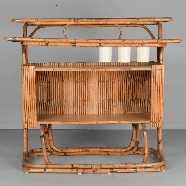 Mid-Century Modern Rattan Tiki Bar, Hand-Crafted, Italy, Circa 1960s For Sale - Image 9 of 12