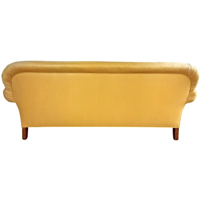 Wood English Roll Arm Sofa With Waxed Linen Upholstery For Sale - Image 7 of 13