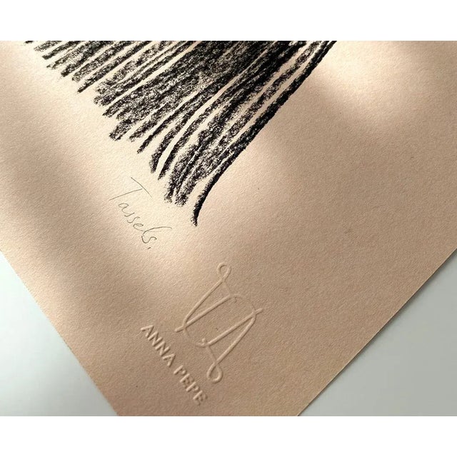 Contemporary “Tassels” Contemporary Minimalist Still Life Charcoal Drawing For Sale - Image 3 of 3