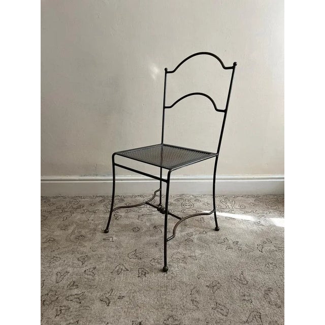 Black Mid-Century Perforated Sheet Steel Chair, France, 1950s For Sale - Image 8 of 9