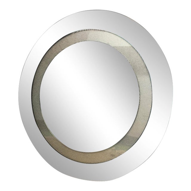 Blue Tinted Round Wall Mirror For Sale