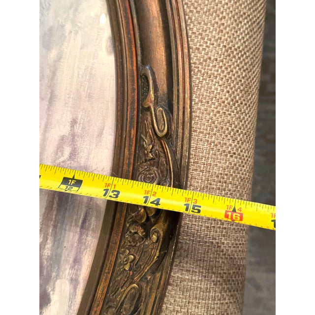 Antique Oval Gesso Frame With Floral Print (C. 1890-1915) For Sale - Image 4 of 12