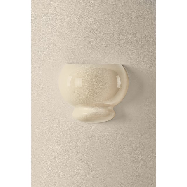 Mitzi Pia 10 in. 1 Light Wall Sconce in Aged Brass and Ceramic Butter Crackle Finish For Sale In New York - Image 6 of 13
